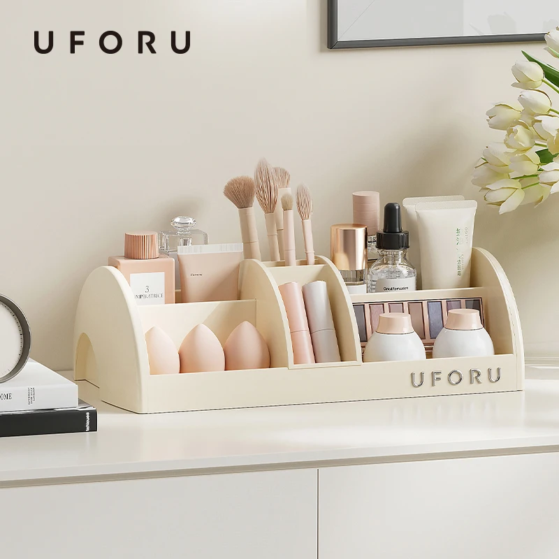 UFORU Cosmetics storage box Home dressing table desktop large capacity multi-functional skin care products compartment shelf