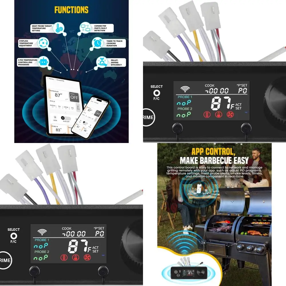 

WiFi Pellet Grill Controller Board for Pit Boss Navigator, Sportsman, Mahogany, Pro Series - Smart App Enabled Control Panel Rep