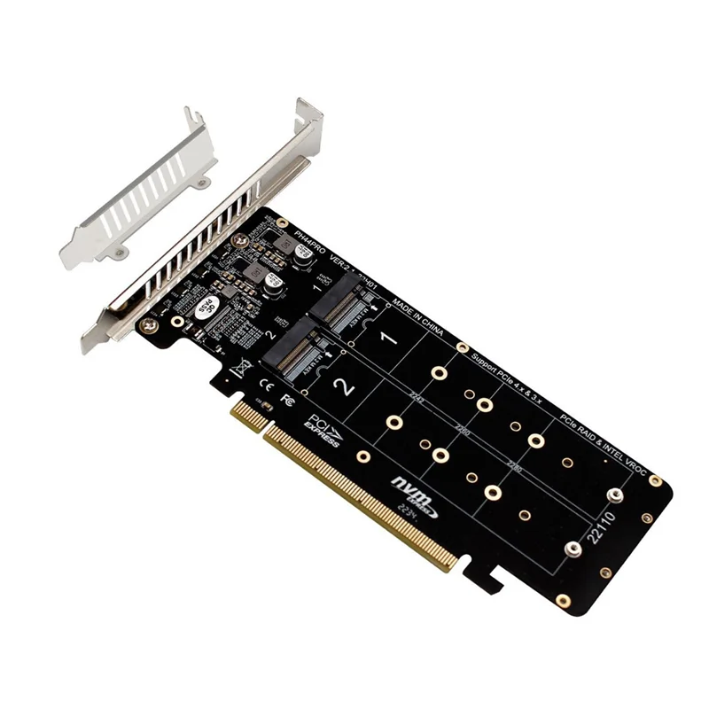 Double-Sided 4-Disk NVME Card PCIeX16 to M.2 M-Key NVMEx4SSD 2U Server Array Expansion Adapter Split Card