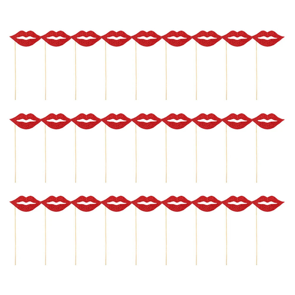

60 Pcs Lips Red Lips Photo Props Photo Props Funny Selfie Mouth Accessories Wedding Party Prom Photoshoot Carnival Lipsticks