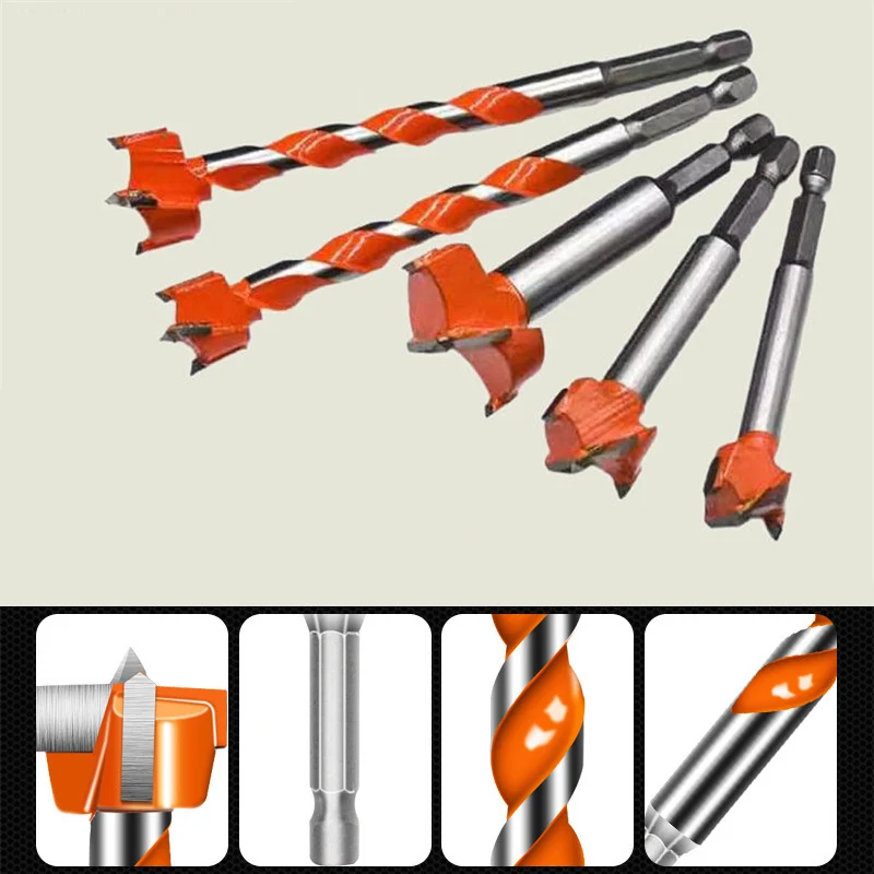 Forstner Bit Wood Cutter Drill Bits Hexagonal Handle Woodworking Hole Opener Wind Batch Wooden Door Lock 16-25mm Drilling Bits