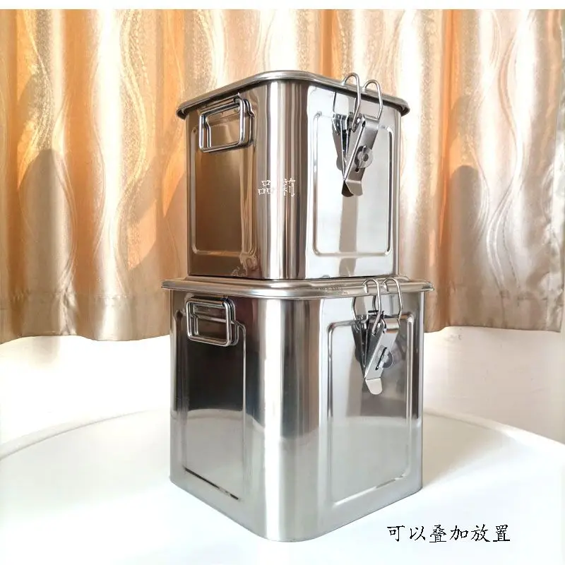 Insect-proof and moisture-proof sealed stainless steel rice bucket household rice storage box, thickened flour