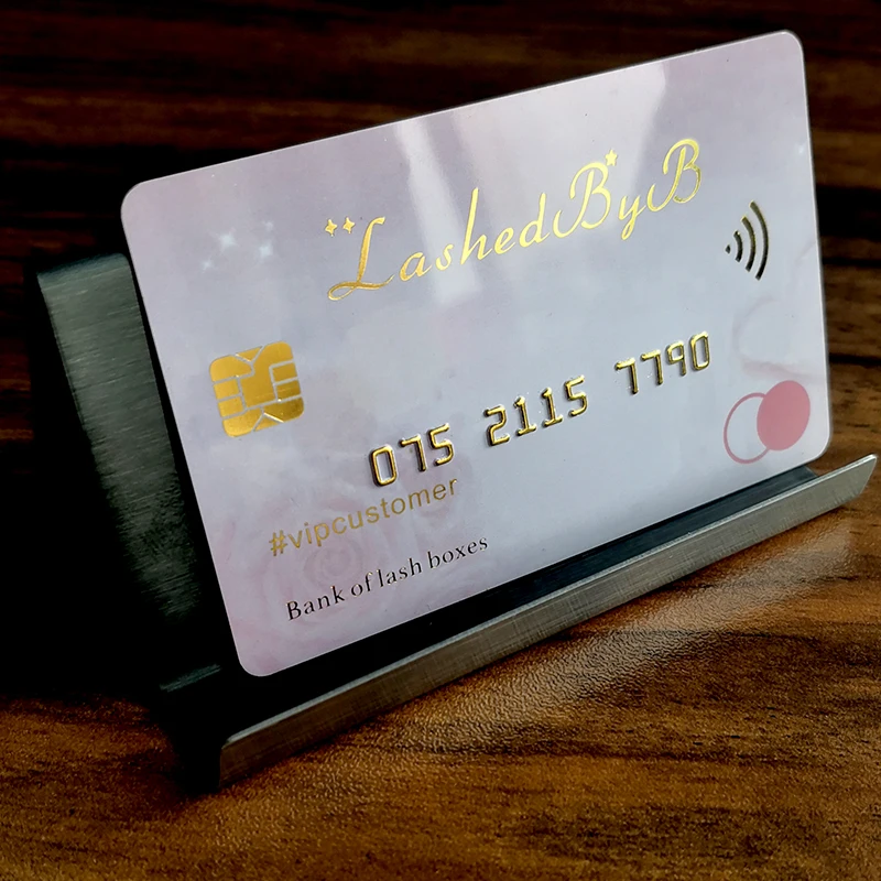 Custom LOGO Credit Card for Business Plastic Gift Voucher VIP Cosmestic Lip Design Thank You for Order Supporting with Gold Foil