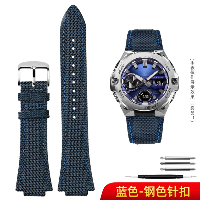 Knitted Nylon Watch Strap For Casio G-shock GST-B400 EFB-680 Canvas Watch Band Convex Interface14mm 12mm Bracelet