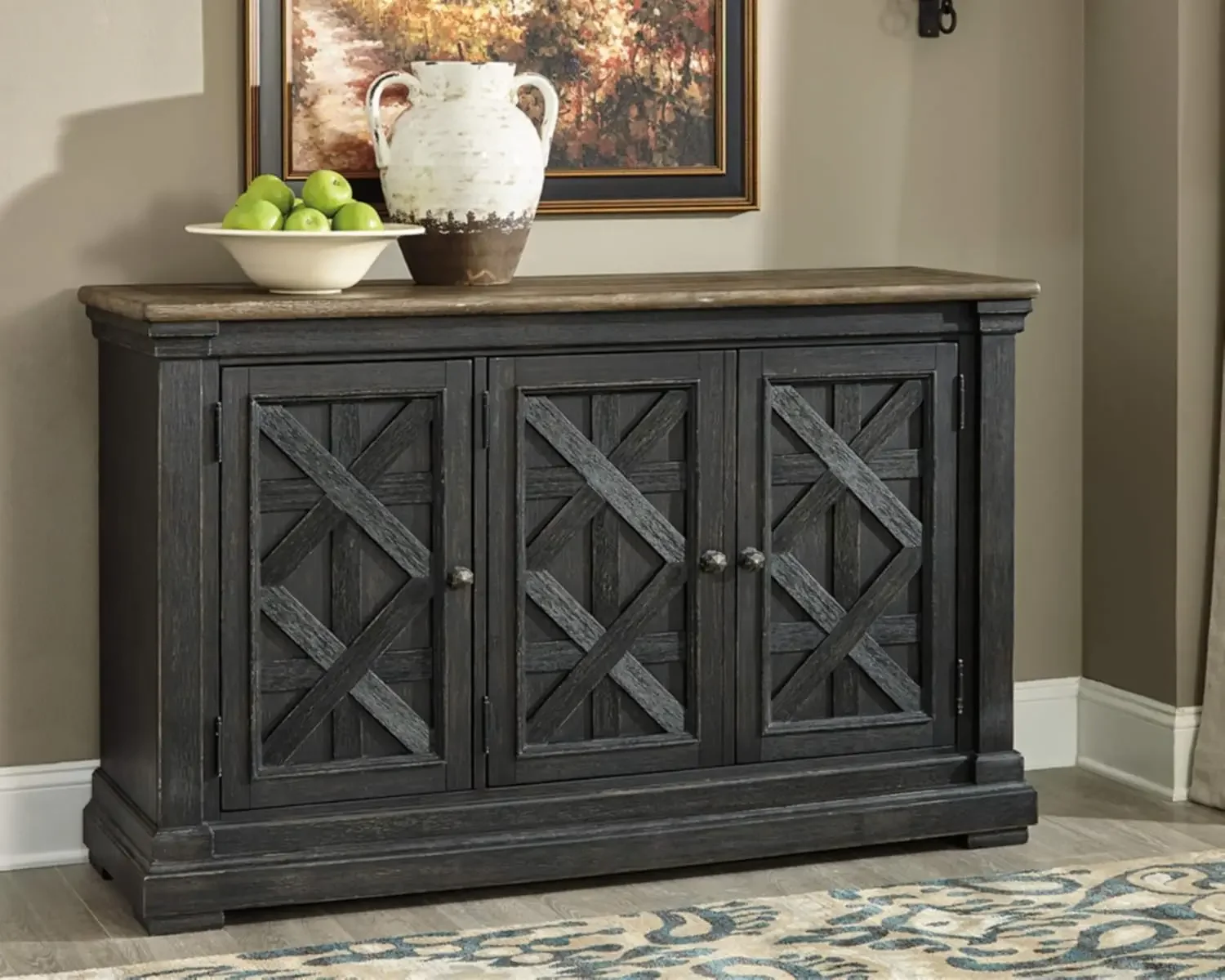 Tyler Creek Urban Farmhouse Dining Room Buffet Cabinet or Server, Almost Black