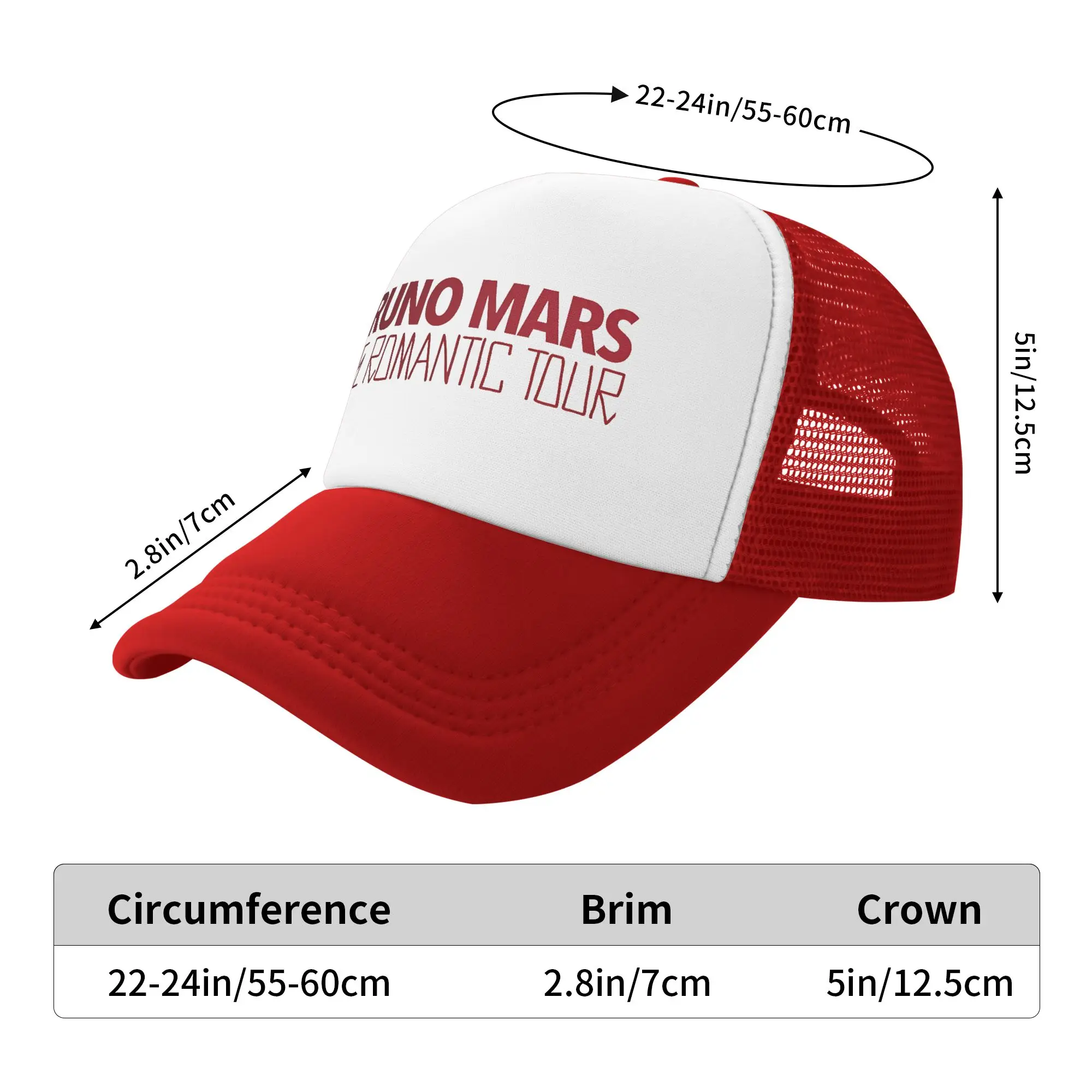 Bruno Mars The Romantic Tour 2026 Mesh Sun Hats  Couple Women Trucker Hat Summer Casual Outdoor Sports Breathable Baseball Caps