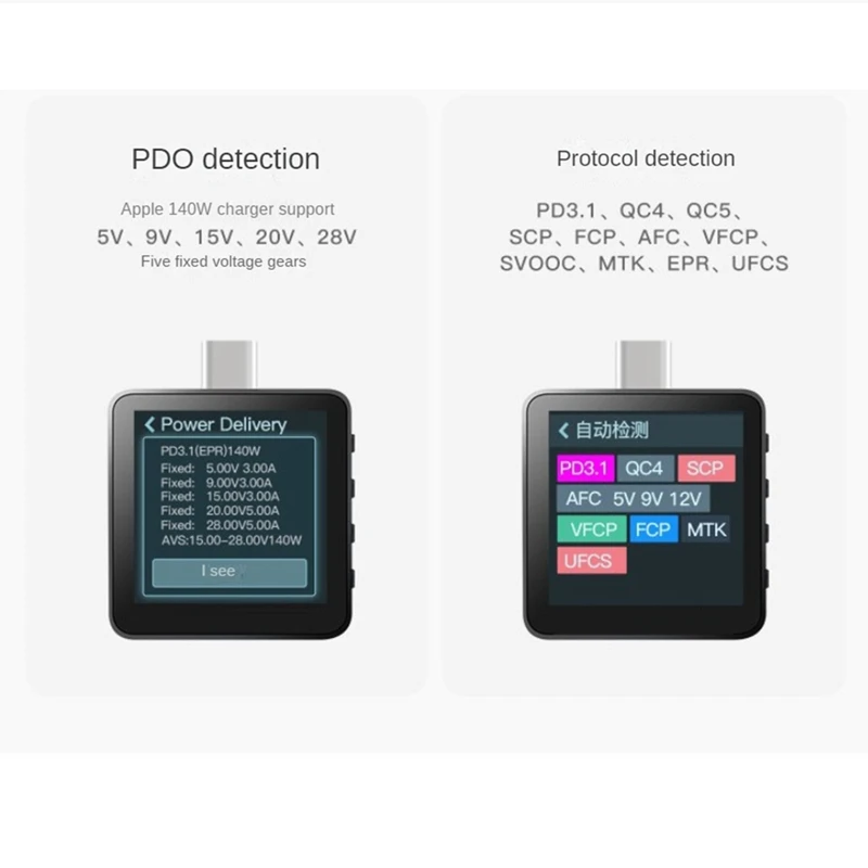 Power-Z KM003C Portable USB-C Fast Charging Tester PD3.1 QC5.0 Digital Voltmeter And Ammeter Power Bank Tester