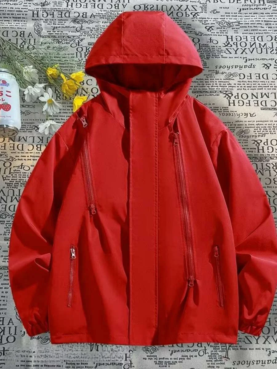 

Loose Men's Outdoor Jaet American Trendy Brand Windproof Water Repellent Zipper Hooded Spor Fall Spring Casual Jaet
