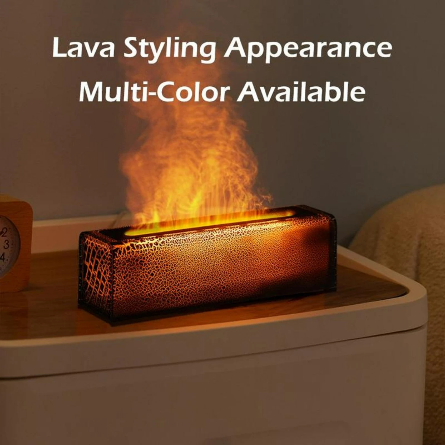 เครื่องกระจายน้ํามันหอมระเหยเปลวไฟจําลองอัลตราโซนิกแบบพกพาที่สดใสสําหรับห้องนั่งเล่นห้องนอนการศึกษา - USB ขับเคลื่อนความชื้นสีสันสดใส