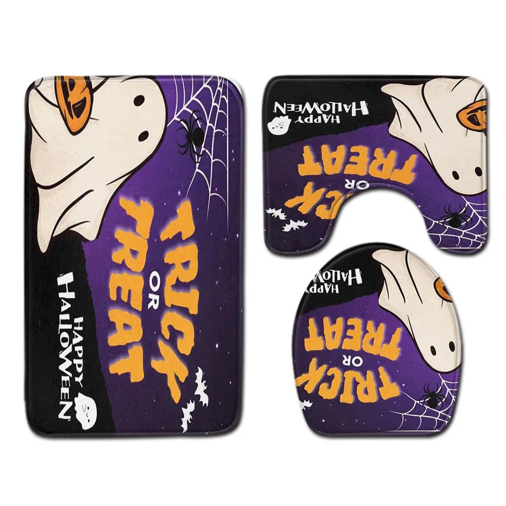 VIKAMA 3 قطع من سجادات أرضية الحمام للهالوين - سجاد PVC ماص للماء ومضاد للانزلاق وسريع الجفاف للديكور المنزلي