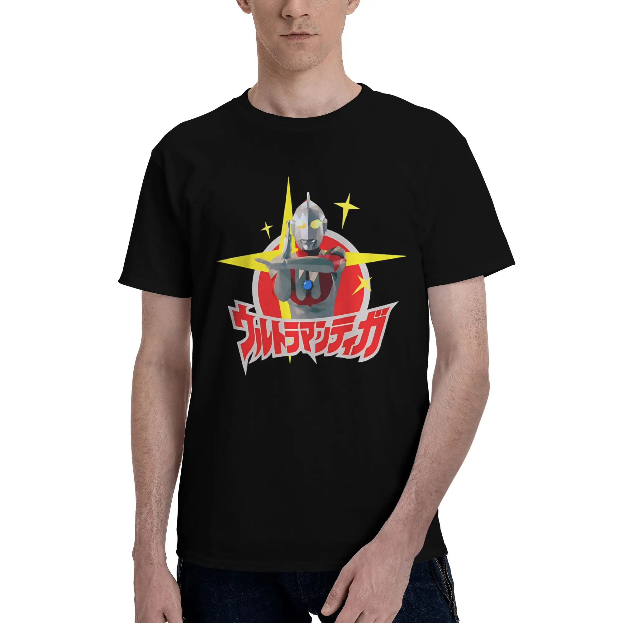 Retro hero to the rescue  Funny Graphic 100% Cotton T-Shirt Bandai Ultraman Series Tees Tops For Men