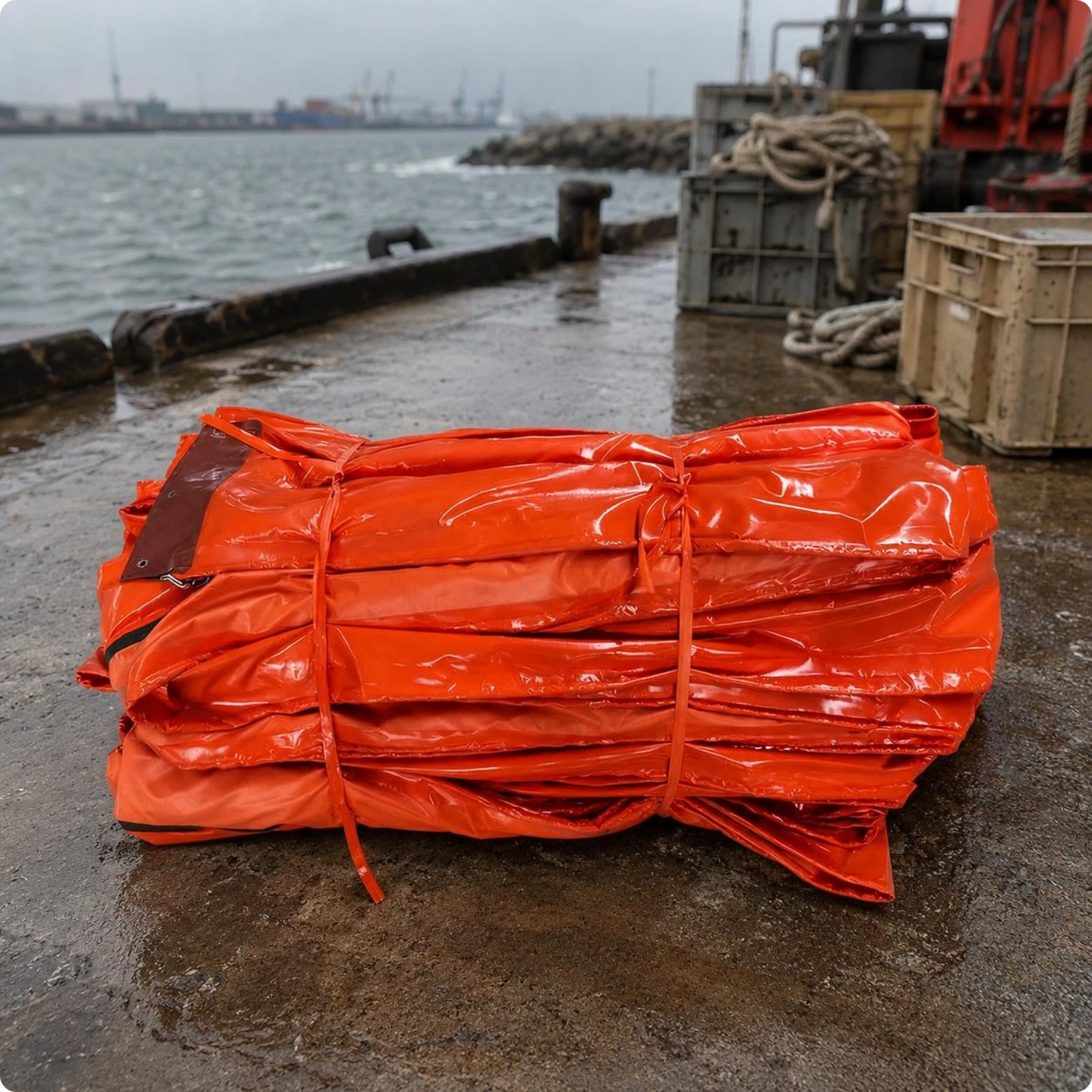 Oil Containment Barrier Buoyant Oil Spill Barrier Marine Equipment Foldable High Visibility