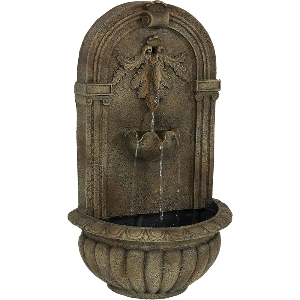

Florence 27-Inch Polystone Outdoor Wall Water Fountain - Electric Submersible Pump - Florentine Stone Finish