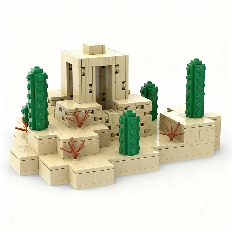 650pcs MOC Accurate Desert Well Model Building Blocks Toy Assemble Education Art Creative Collection Brick 3D Craft Birthday