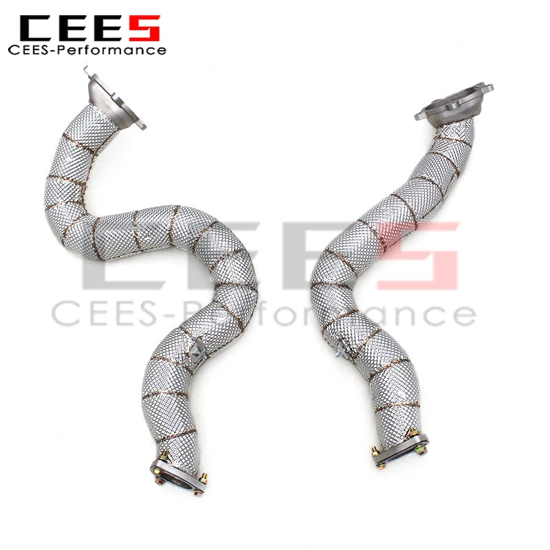 CEES High Flow Heat Shield Downpipe For Audi S8 D4 CEUC 4.0T V8 2013-2018 Stainless Steel Performance Upgrade Exhaust Pipe