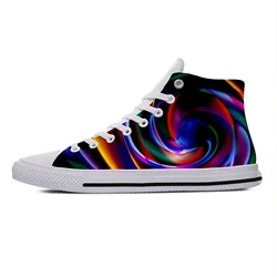 Hete Kleurrijke Vortex Tie Dye Swirl Abstracte Regenboog Mode Hoge Top Canvas Schoenen Mannen Vrouwen Casual Klassieke Sneakers Board Schoenen