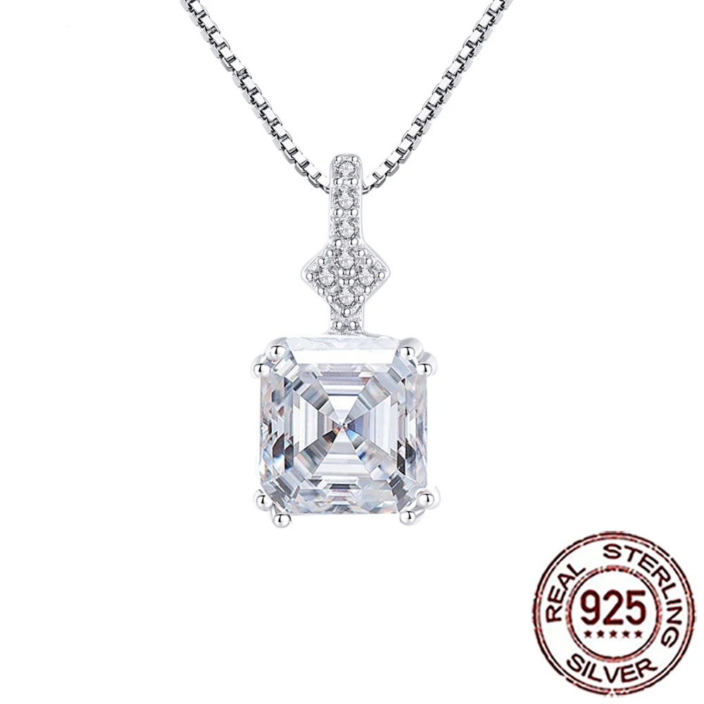 

CWWZircons Sterling Silver 925 Elegant Cubic Zirconia Square Pendant Necklaces for Women Bridal Wedding Party Fine Jewelry SD034