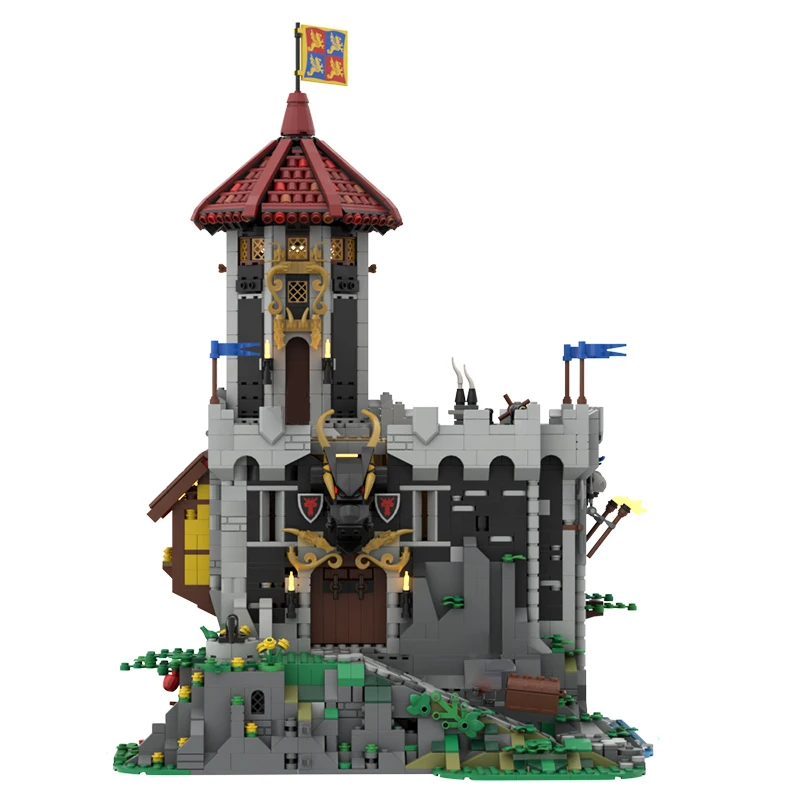 4404PCS European Medieval Street View Fire Breathing Fortress Wizard Tower Castle model creative ideas childToy blocks MOC-31120