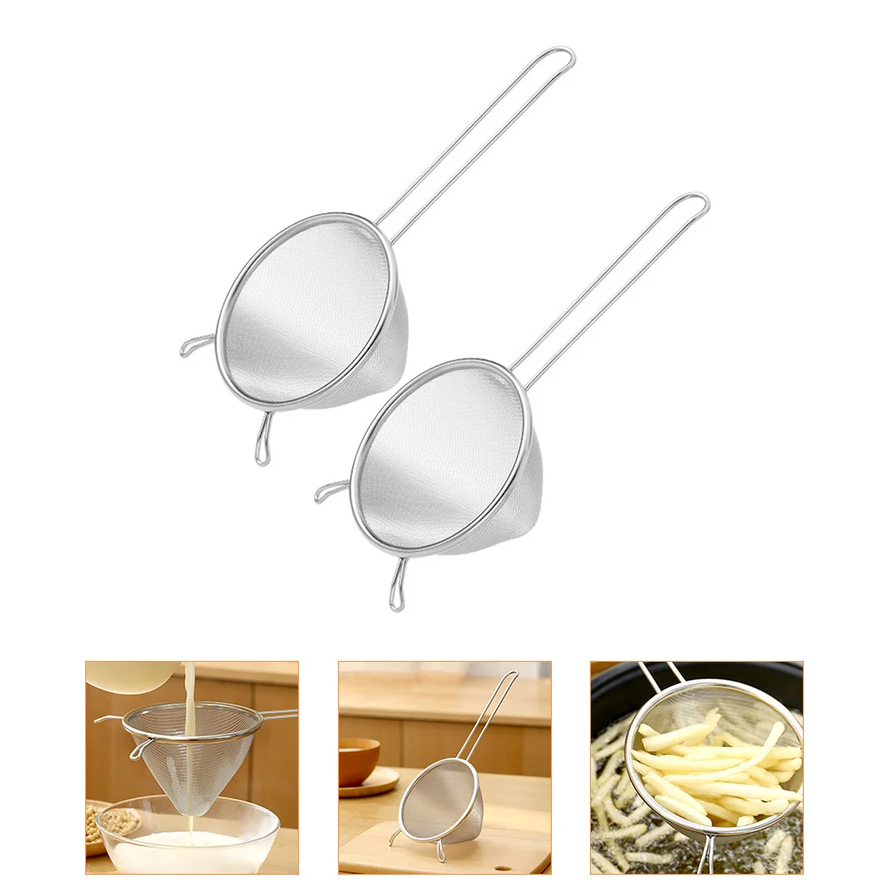 

2pcs Stainless Steel Reusable Strainer Spoon Mesh Filtering Ladle Noodle Kitchen Straining Basket Cooking Tool Anti Rust