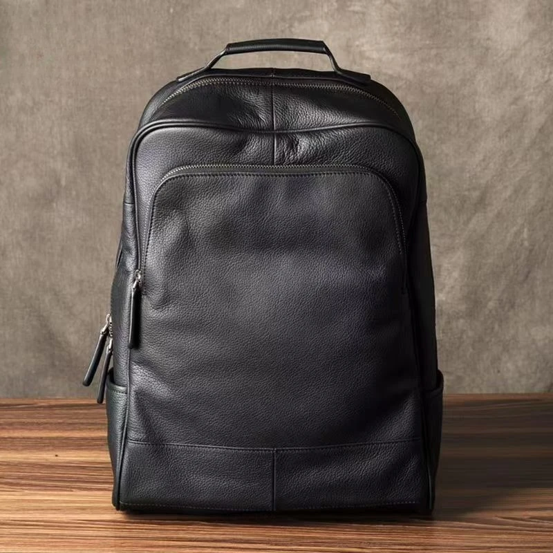 New Fashion Men Cowhide Genuine Leather Backpacks Real Natural Leather Student Luxury Female Male Lager Capacity Computer Bag