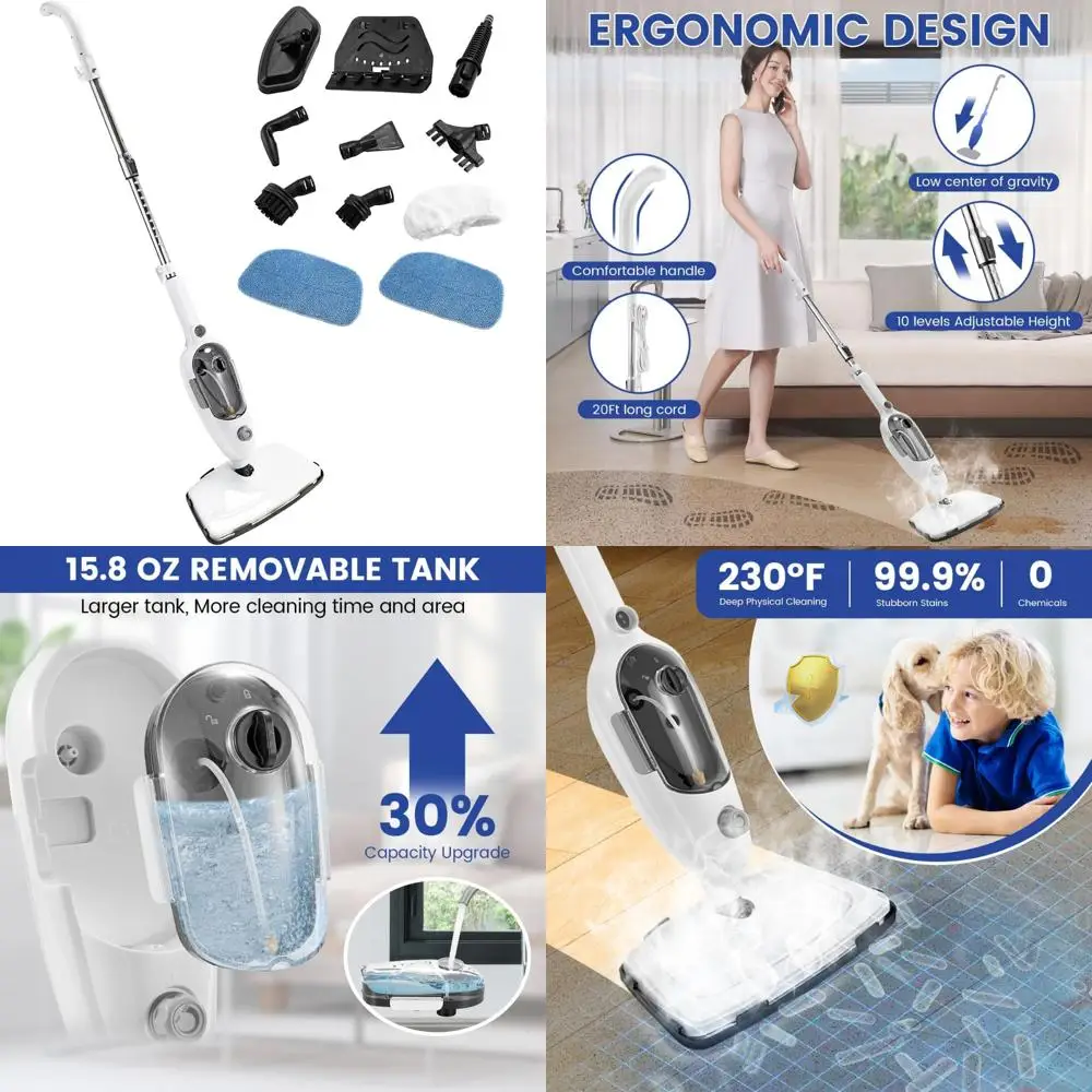 

Multipurpose Steam Mop for Deep Cleaning - 10-in-1 Floor Cleaner for Hardwood, Tile, and Vinyl Floors at Home
