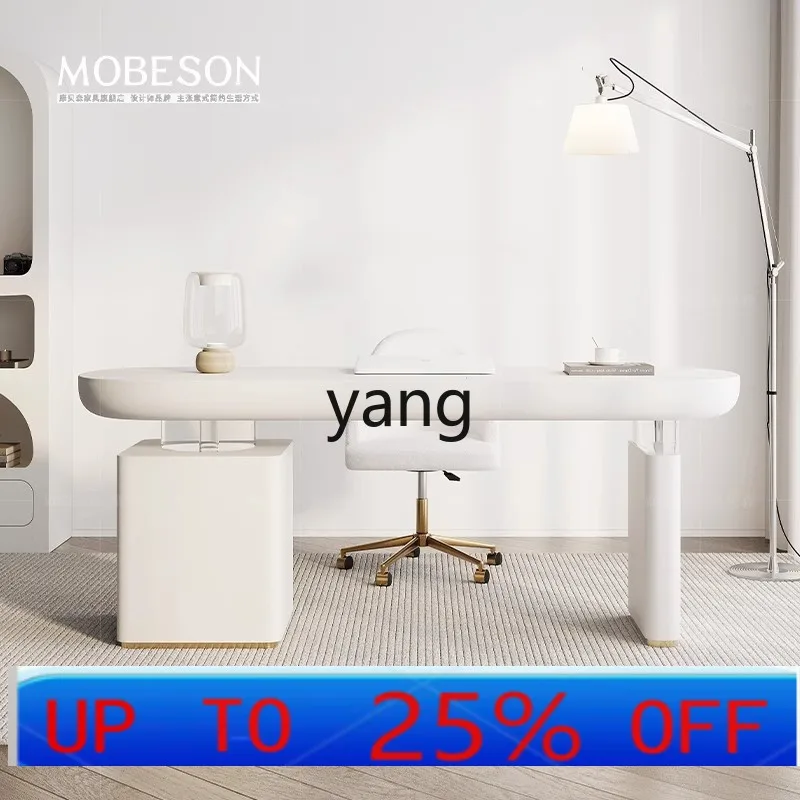

LH Cream Style Desk Light Luxury Modern Study Computer Desk Home Hanging Desk Workbench