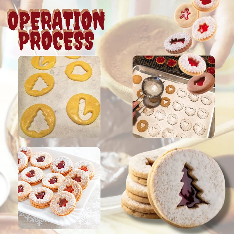 Mini Christmas Linzer Cookies Cutters Set 9 Pcs DIY Pastry Baking Cookie Molds for Kids Children Cake Decoration Tools