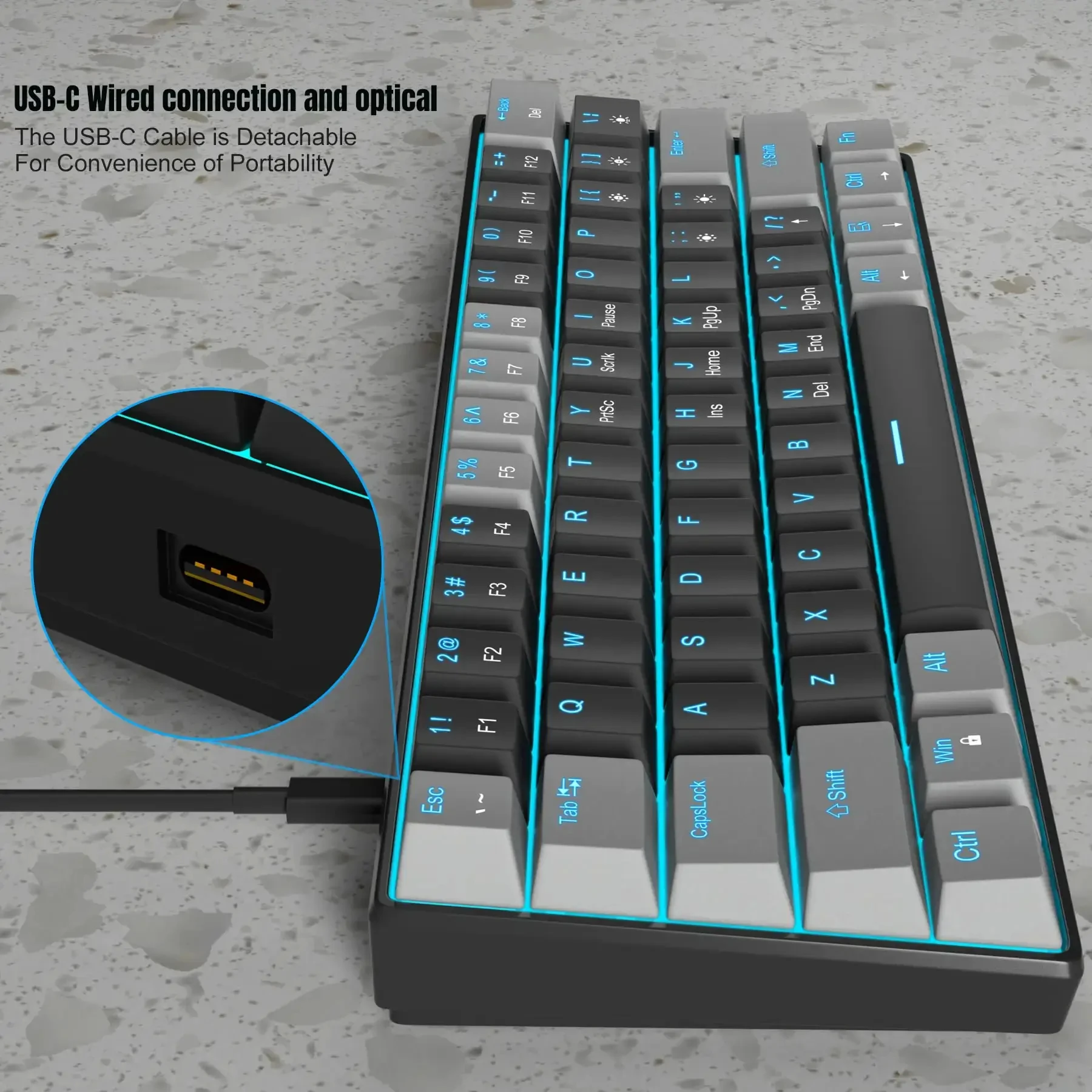 MageGee 60% wired mechanical keyboard, STAR61 gaming keyboard, laptop office full key hot swap