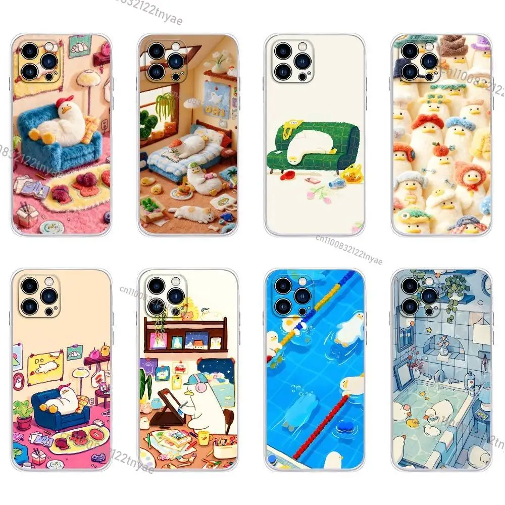

Cute Cartoon D-Duck Design Kawaii Phone Case for iPhone 16,15,14,13,12,11 Pro,Max,17,Air,E,Mini Anti-Fingerprint Anti-Shock TPU
