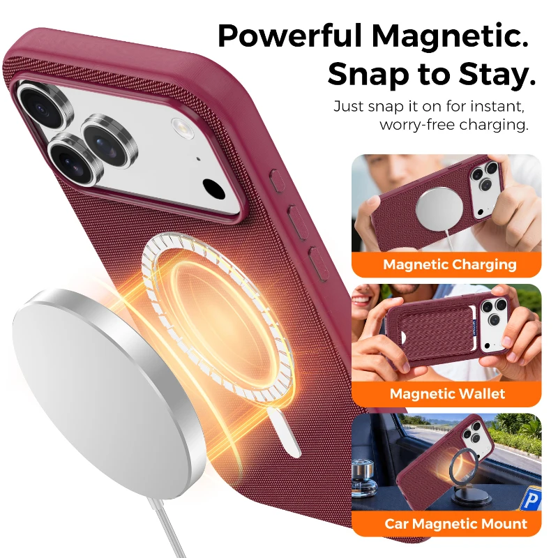 Case：Technology Fabric Phone Case For iPhone 18 17 16 15 13 Pro Max For Magsafe Magnetic Technology Woven Shockproof Back Cover