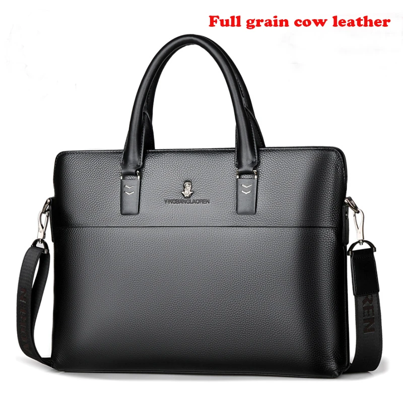High Capaci Genuine leather Briease for Men Casual Busin Handbag oulder Bag File Bag Trendy Double Zipper Top Handle Bag 2025