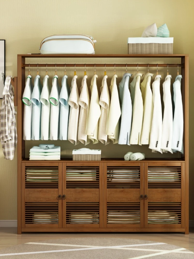 Clothes and hats rack, floor to ceiling, solid wood hanger for household bedroom poles