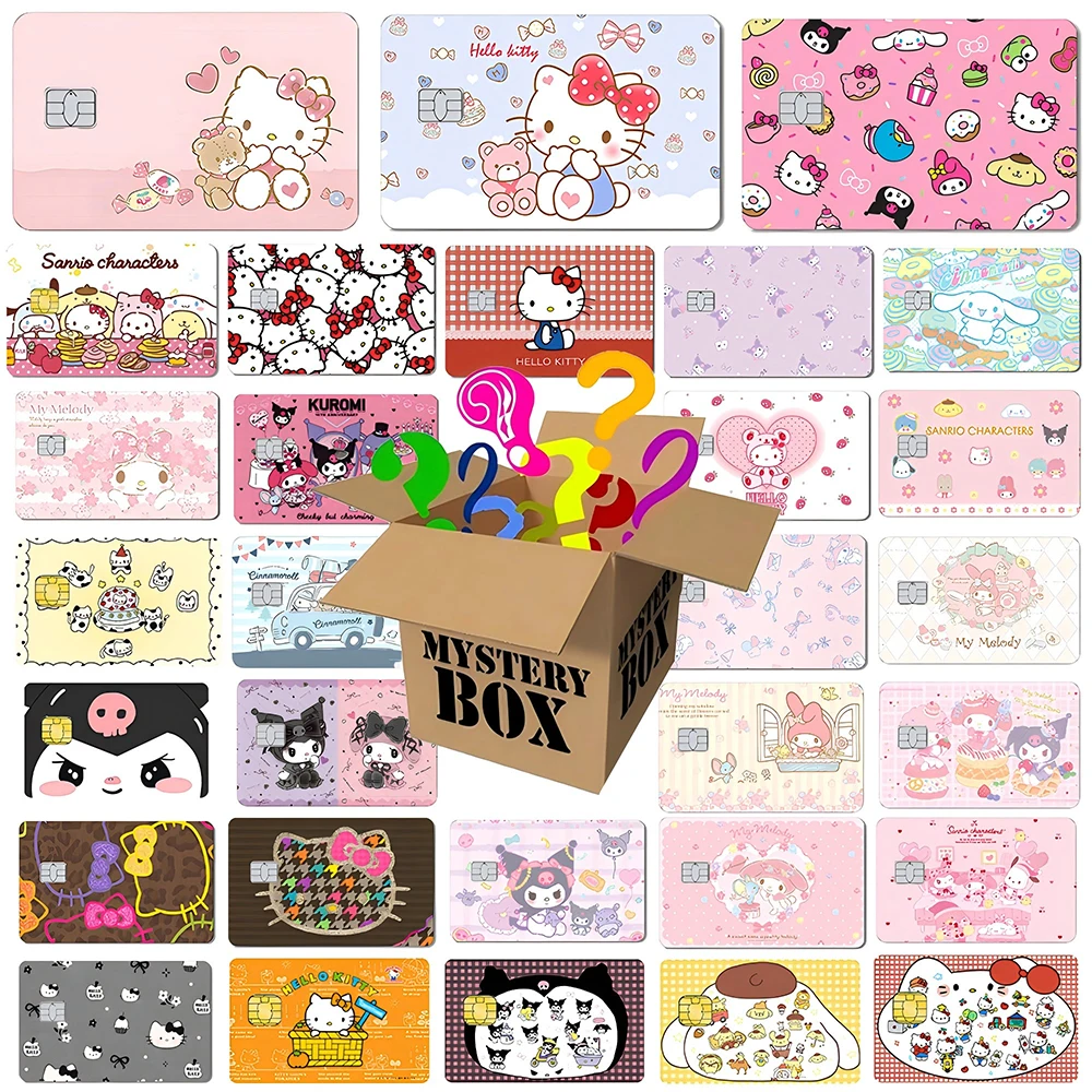 

5/10Pcs Sanrio Series Credit Card Sticker Debit Card Matte PVC Film Skin 100 Different Mystery Gifts Stickers Small Chip Random