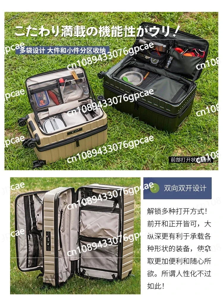 2024 New Open-lid Suitcase Strong and Thickened Large Capacity 26 Inch 29 Camping Suitcase Men's Pc Trolley Case Women's