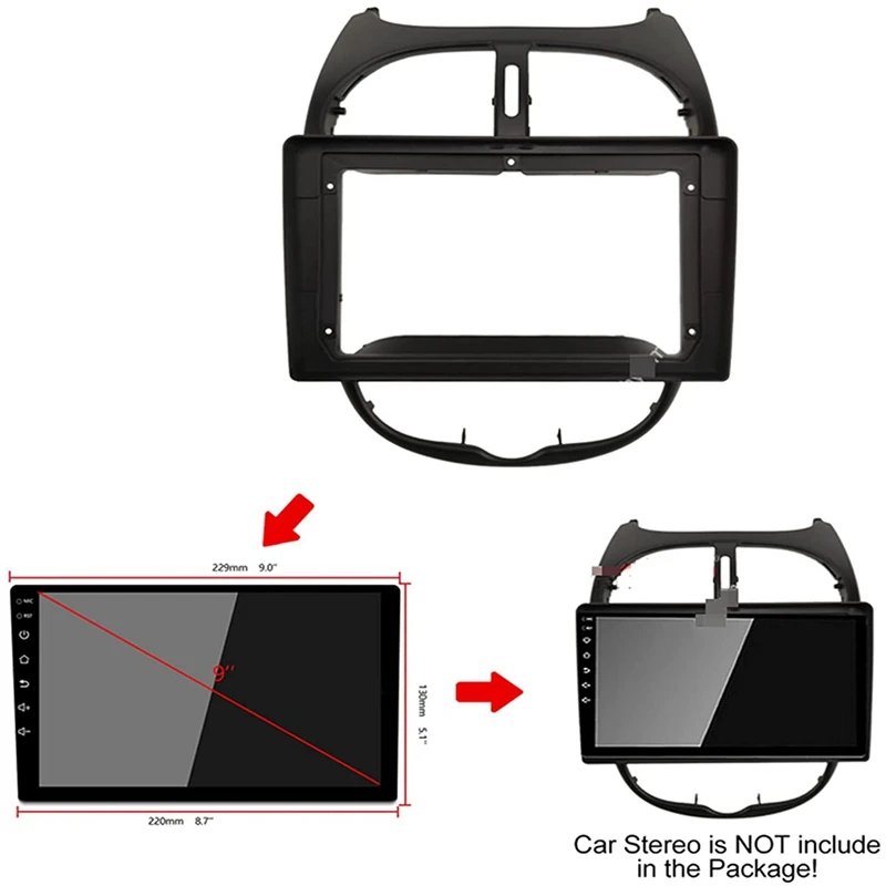 New-Car Radio Fascia Panel Frame CD DVD Dash Audio Cover Trim With Frame Cable Canbus For PEUGEOT 206 2000-2006