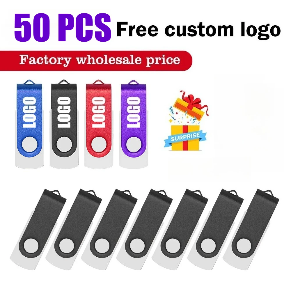 50Pcs/lot Metal 2.0 Pen Drive 8GB 4GB USB Flash Drive 16GB Flash Disk 32GB 64GB 128GB Memory Flash Disk Free Custom Logo
