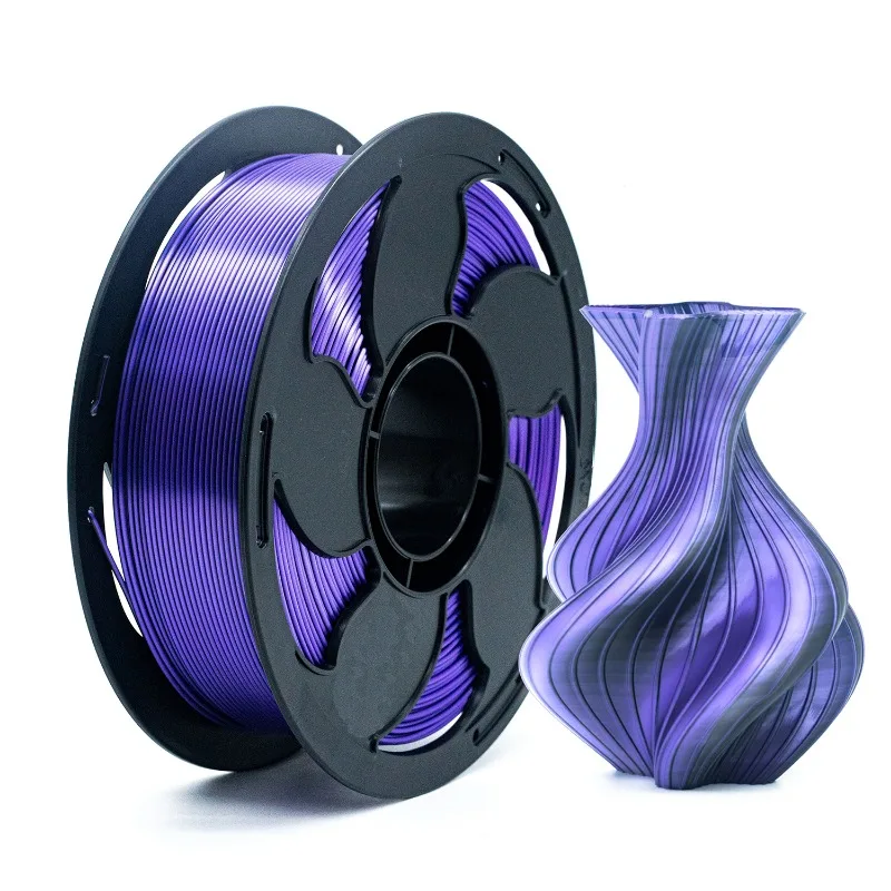 Tricolor Silk PLA 3D Printer Filament 1.75mm 1KG, 3 in 1 Multi-color Shiny PLA Filament, High Speed Triple Color 3D Printing Mat