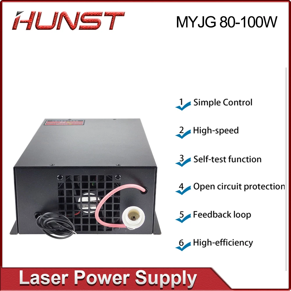 Imagem -05 - Hunst Co2 Laser Power Supply Myjg100w For 80w-100w Laser Cutting And Engraving Machine