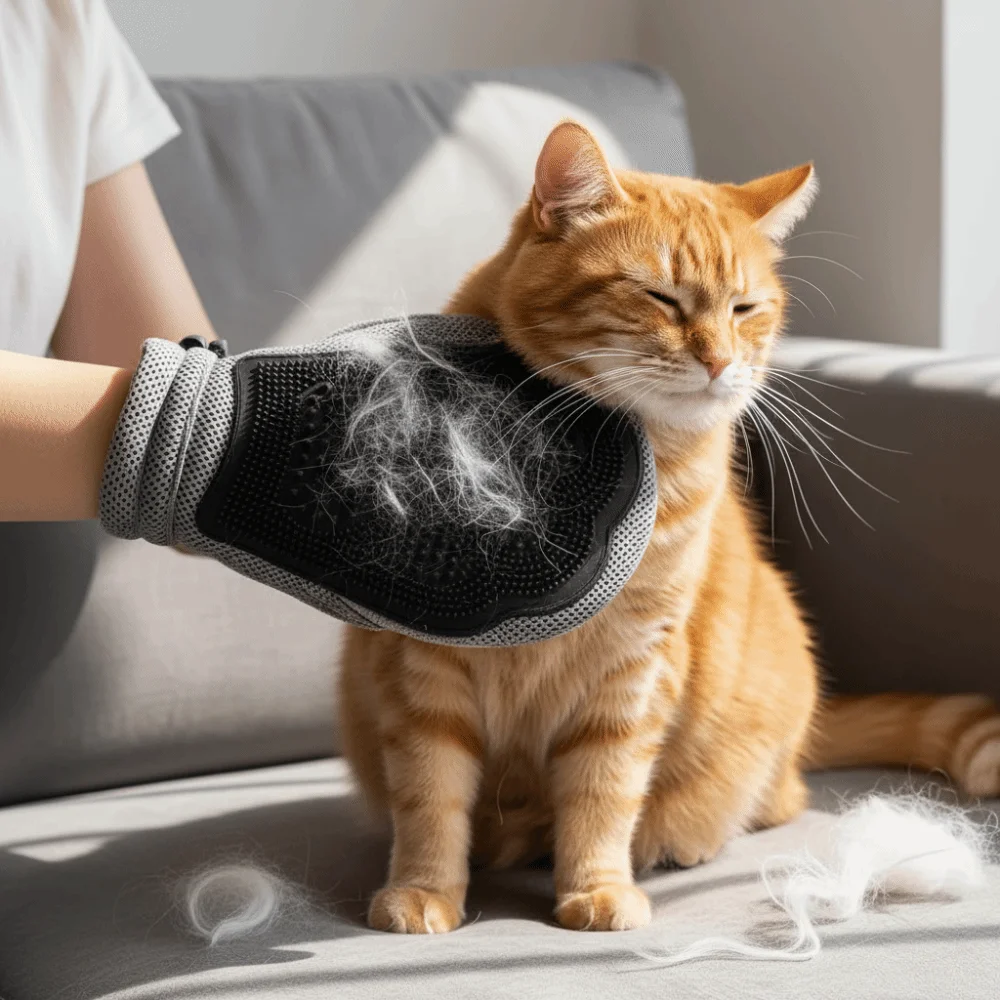 

Double-sided Pet Hair Removal Glove Soft Anti-Slip Pet Detangling Mittens Effective Thumb Opening Design Pet Massage Glove