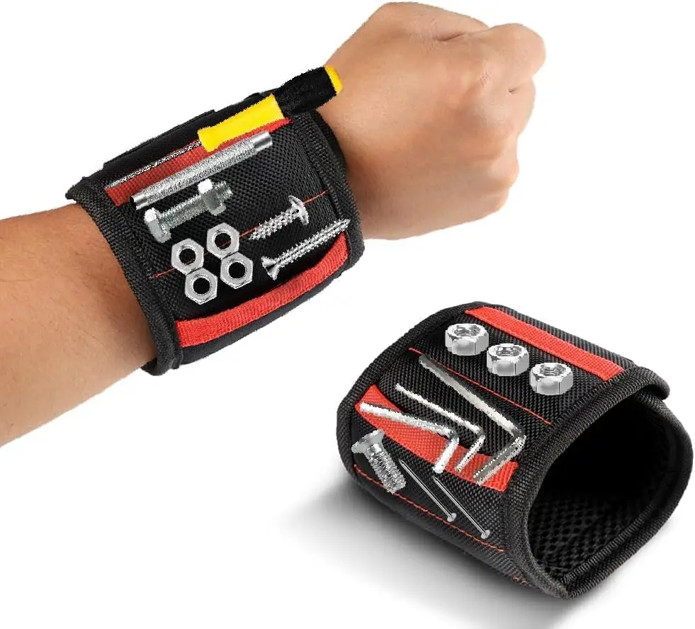 Strong Magnetic Wristband Powerful Magnetic Tool Wrist Holder Secure Screws Nails Drill Bits for Electrician Repair Construction