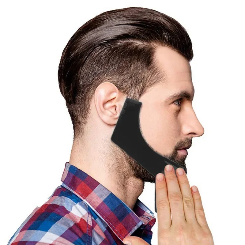 Peigne à barbe multi-courbes pour hommes, modèle de ligne de cheveux, règle, galets, coiffure, soin de la barbe, moustache, moulage, style saillant