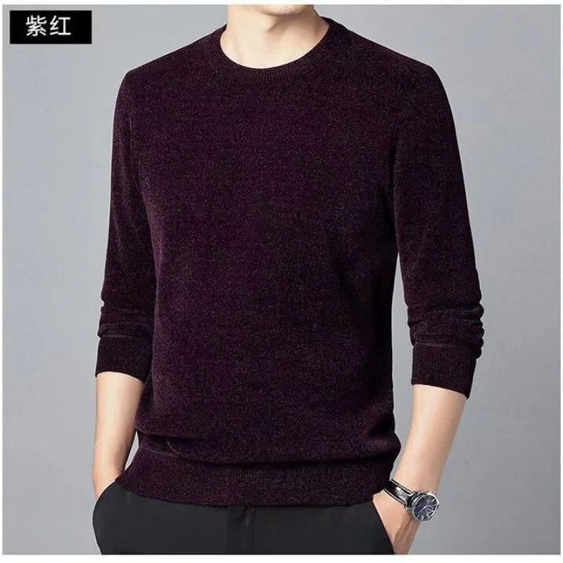 Sweater Rajut Leher Bulat Tebal Kasual Baru dengan Lapisan Tebal untuk Musim Dingin yang Sangat Hangat untuk Orang Muda dan Paruh Baya.