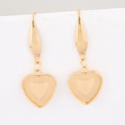 10pcs Stainless Steel Gold Plated 12mm Heart Cabochon Earring Base Setting Blanks Diy Ear Wire Hooks Findings For Jewelry Making
