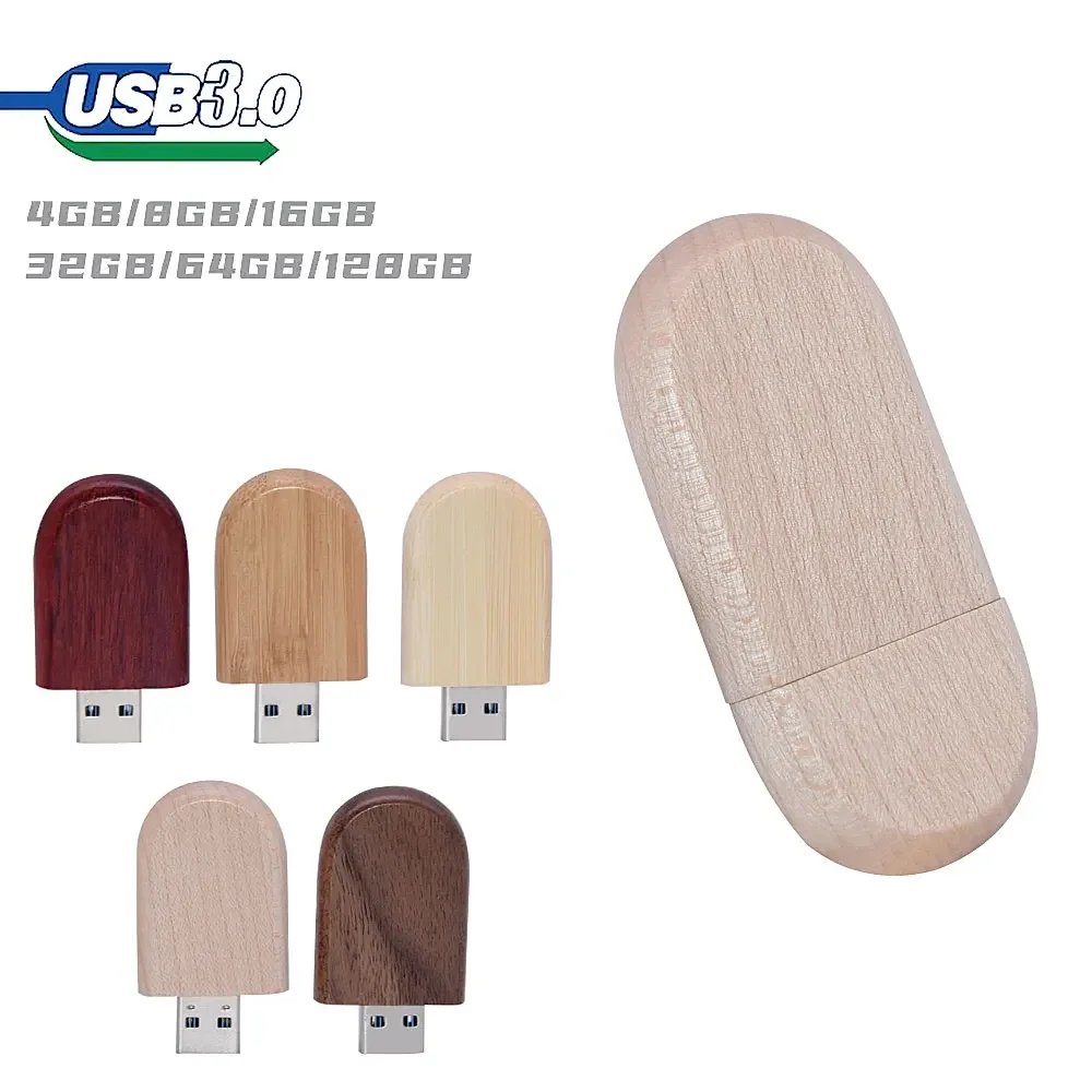 Wooden USB 3.0 Flash Drives  128GB Pen Drive 64GB 32GB Bamboo Memory Stick Creative Business Gift USB Stick