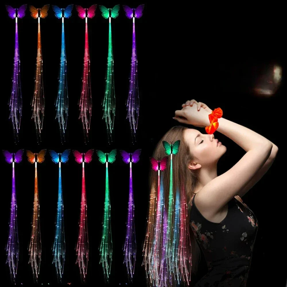 ​ ​ 50/100 قطعة من ضفائر الشعر على شكل فراشة LED - إكسسوارات شعر ملونة متوهجة لعيد الميلاد والمناسبات ​ ​
