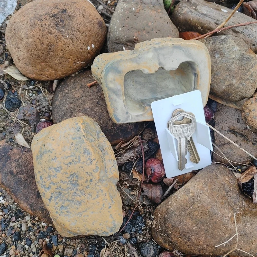 Piedra de simulación de aspecto de roca creativa para ocultar una llave, caja de almacenamiento para el hogar de seguridad oculta, RV, llave de repuesto segura, jardín al aire libre