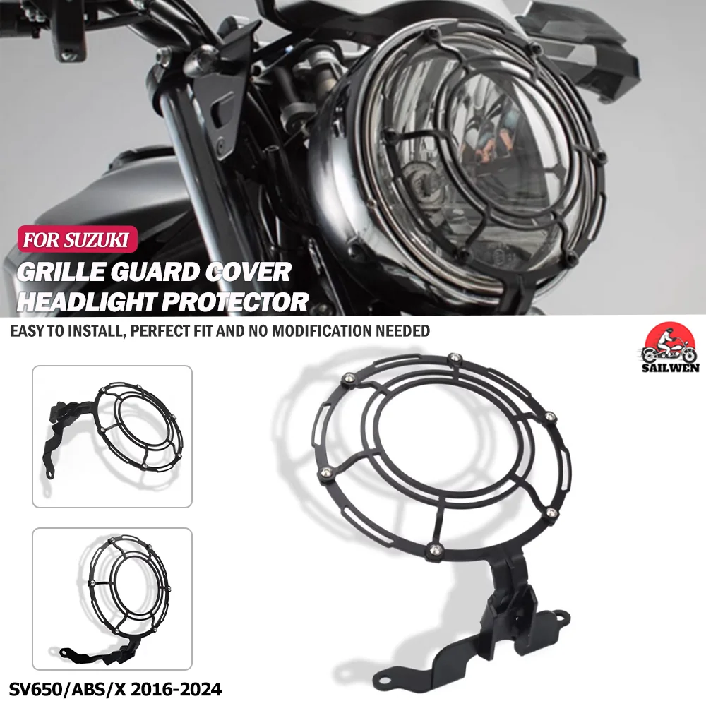 

For Suzuki SV650 ABS SV650X SV 650 Cafe Racer 2016-2024 Head Light Lamp Bracket Motorcycle Headlight Protector Guard Grill Cover