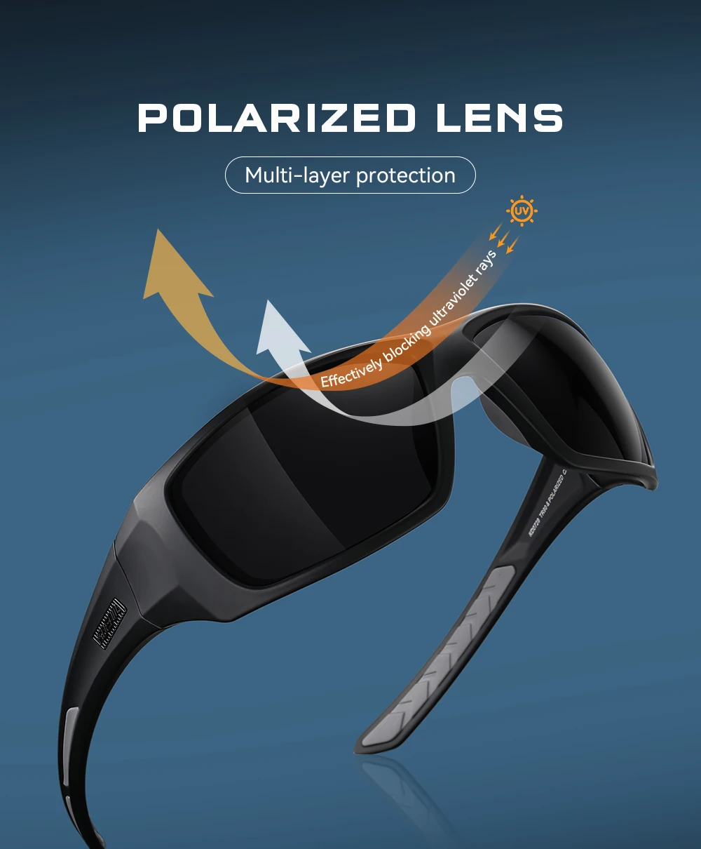 Kdeam Herren Fahrrads onnen brille polarisiert große Elastizität von tr90 Material Reit sonnenbrille 1,2mm Dicke Polarisation gläser – Detail 5