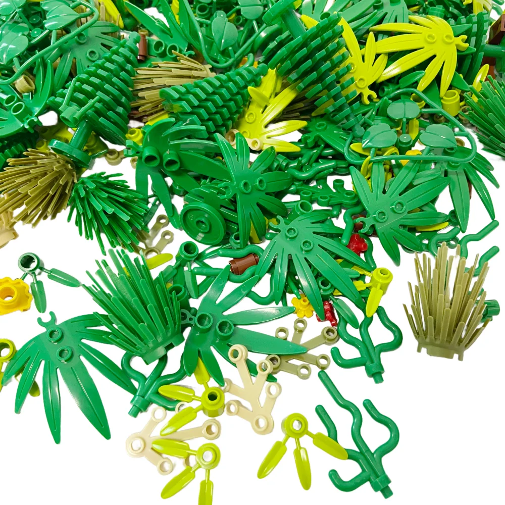 100g Plants Building Blocks DIY Toys Leaves Grasses Pine Trees Bamboo Flowers Multi-scene Construction Practical Accessories