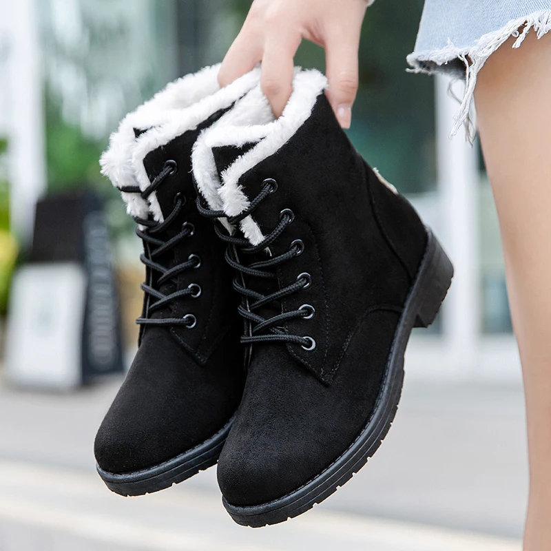Women's Boots Snow Fashion Woman Shoes Lace-Up Women Shoes Soft Warm Ankle Boots Platform Botas Mujer Women's Winter Boots